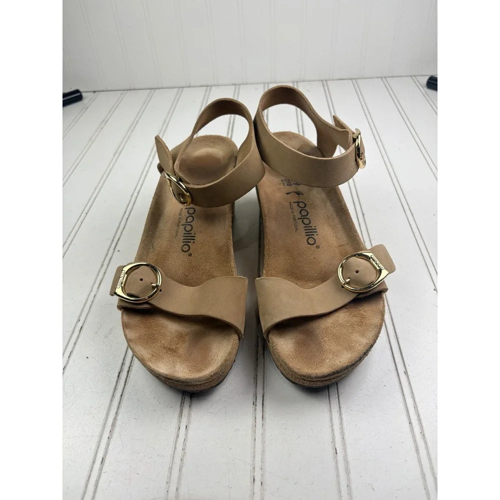 Papillio by Birkenstock Soley Nubuck Leather Wedge Sandals Women's Size 8-8.5